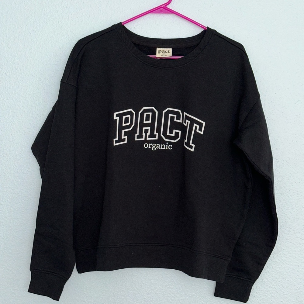 NEW Pact Women's Black Crew Neck Sweater